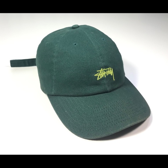 Stussy Other - VINTAGE STUSSY SCRIPT LOGO STRAPBACK DAD HAT GREEN